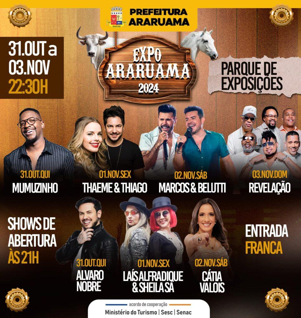 Banner da Expo Araruama 2024 com programação e atrações