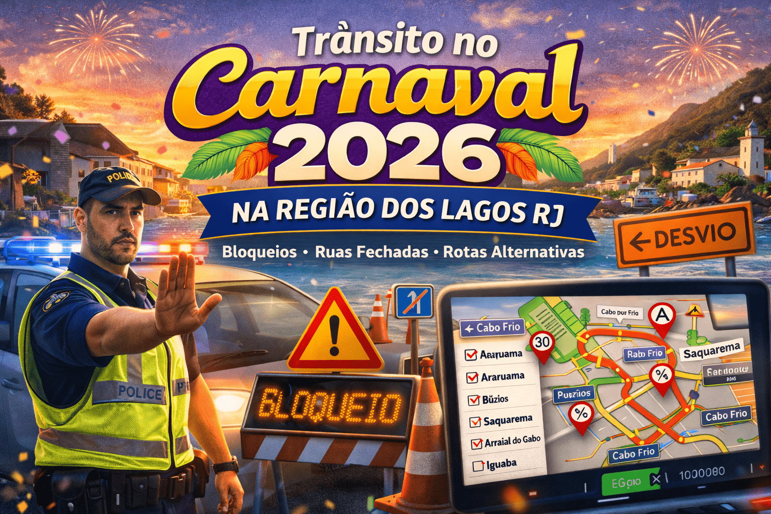 Guia de trânsito e interdições no Carnaval 2026 na Região dos Lagos