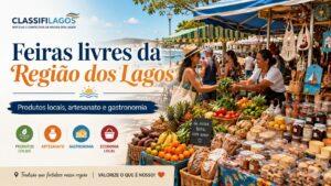 Feiras livres da Região dos Lagos com produtos locais, artesanato e gastronomia