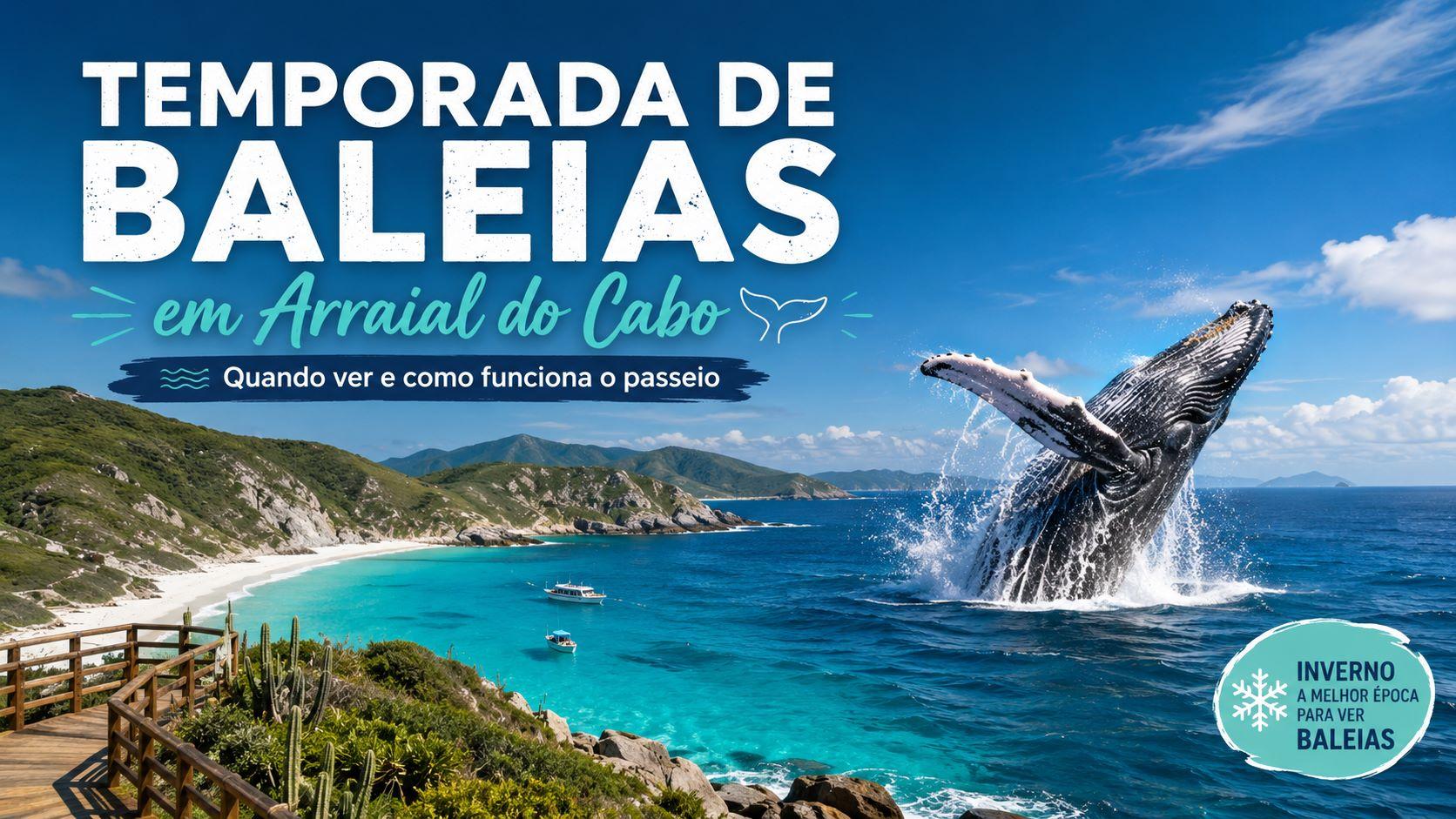 Temporada de baleias em Arraial do Cabo com baleia-jubarte no litoral