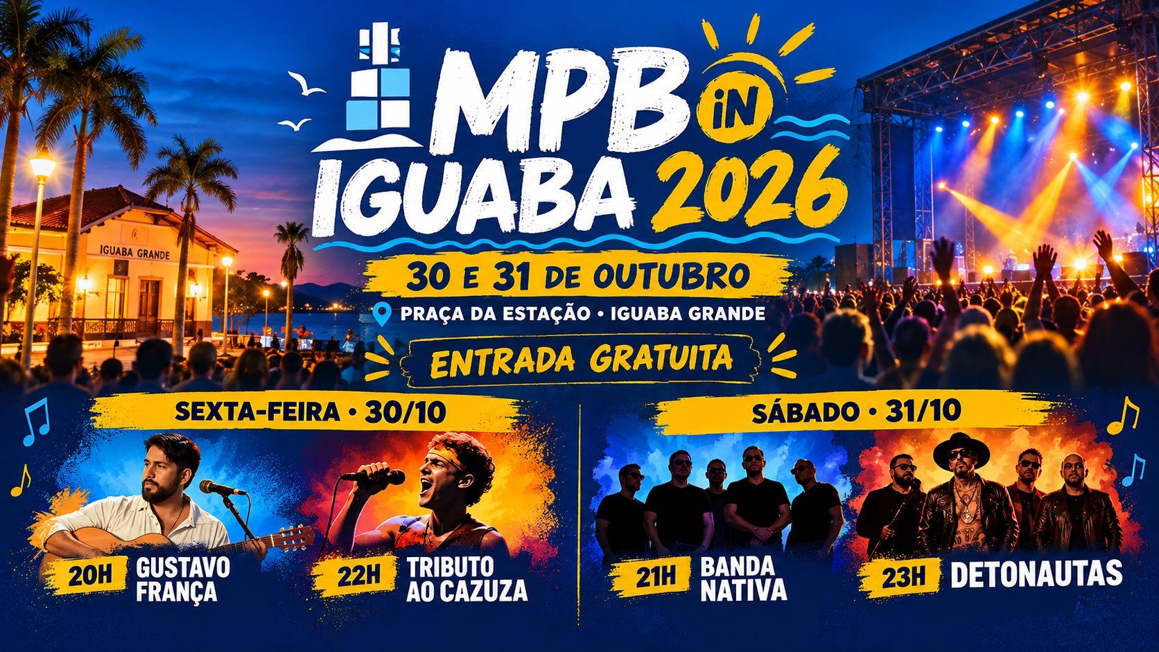 MPB In Iguaba 2026 com programação de shows na Praça da Estação