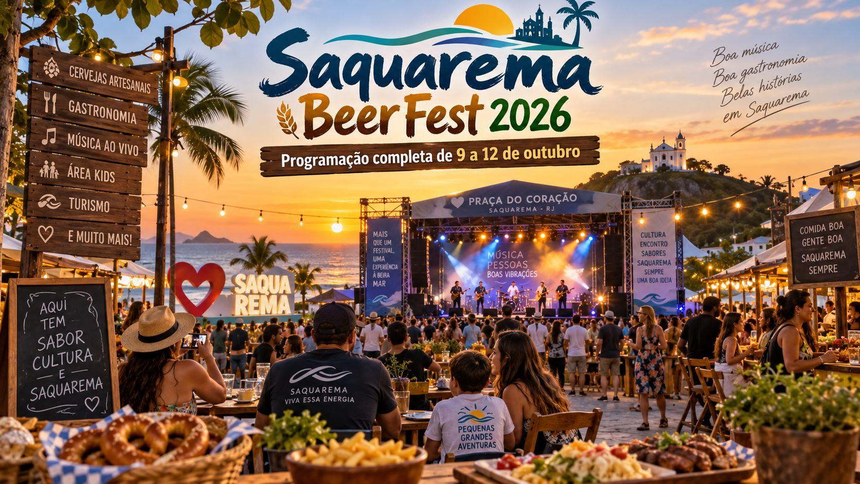 Saquarema Beer Fest 2026 na Praça do Coração com música e gastronomia